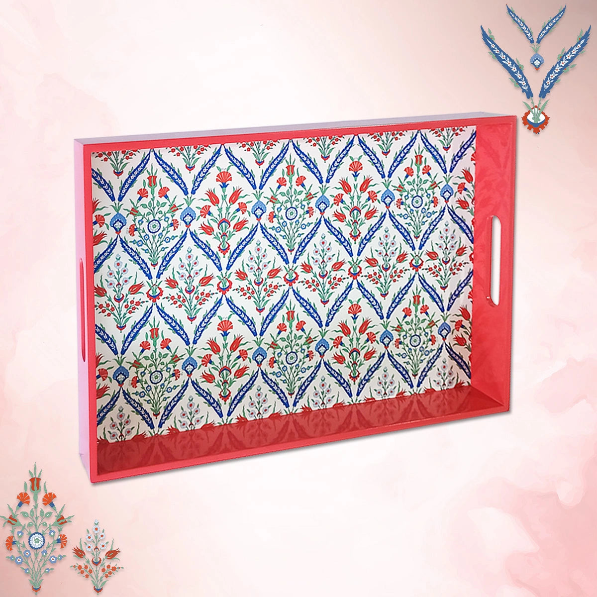 Your Signature Style ~ Handcrafted Turkish Flowers Serving Trays 15x10 Inch